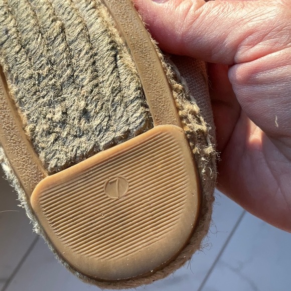 Tory Burch Color Block Espadrille Flat Canvas Tan Red- Size 7 Medium - Picture 8 of 16